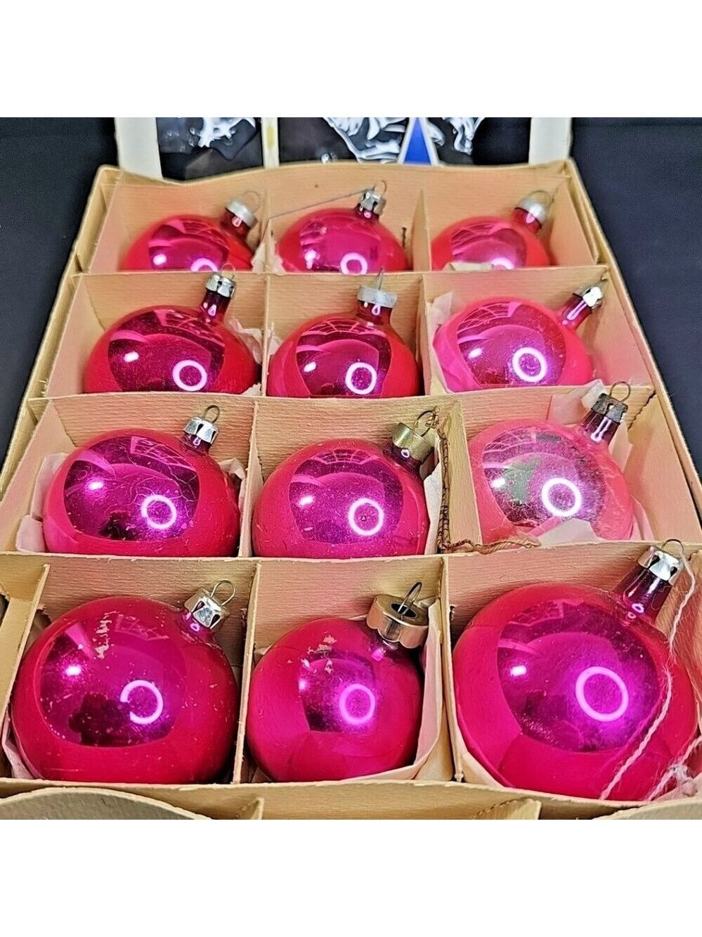 Pink Christmas Ornaments Bauble 12pcs  Various Types
